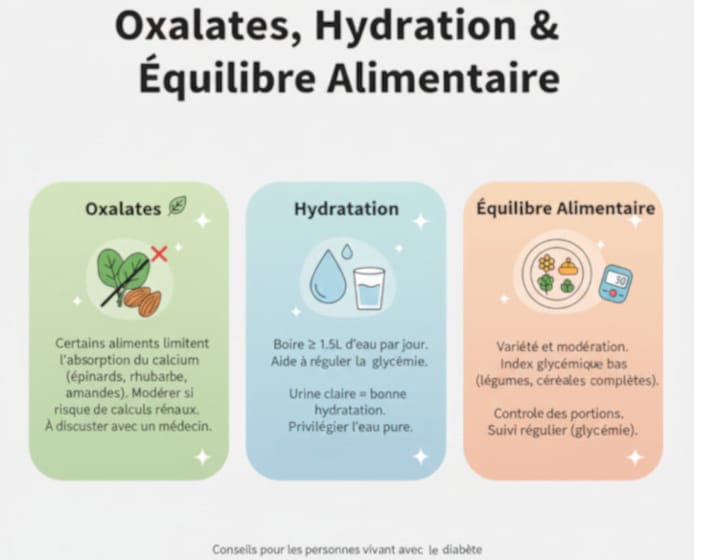 🌱 Oxalates, hydratation et équilibre alimentaire chez le diabétique